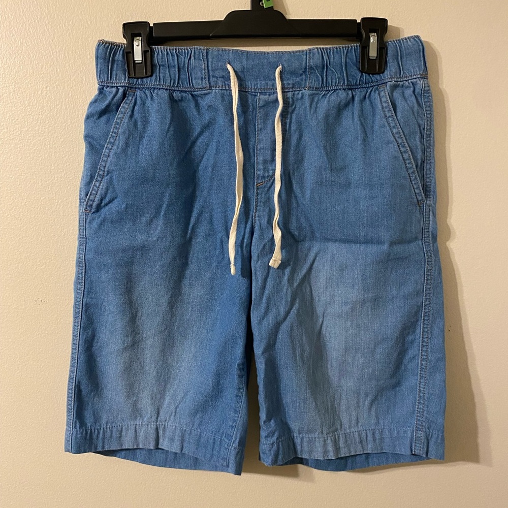 Womens Juicy Couture Blue Denim Style Bermuda Jean Shorts Size 6 10” Inseam